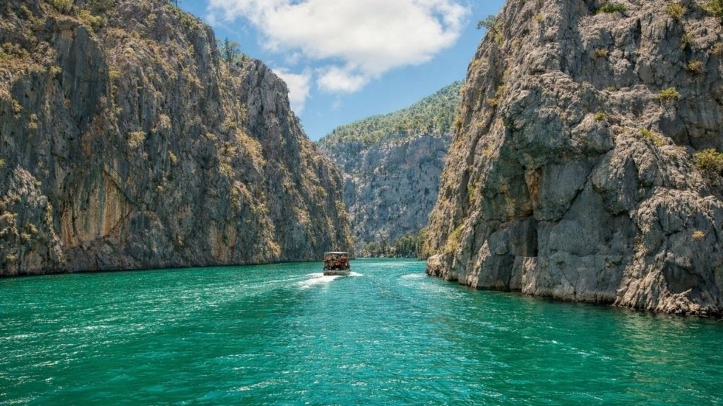 Antalya Green Canyon boat trip cruising through towering cliffs and emerald waters