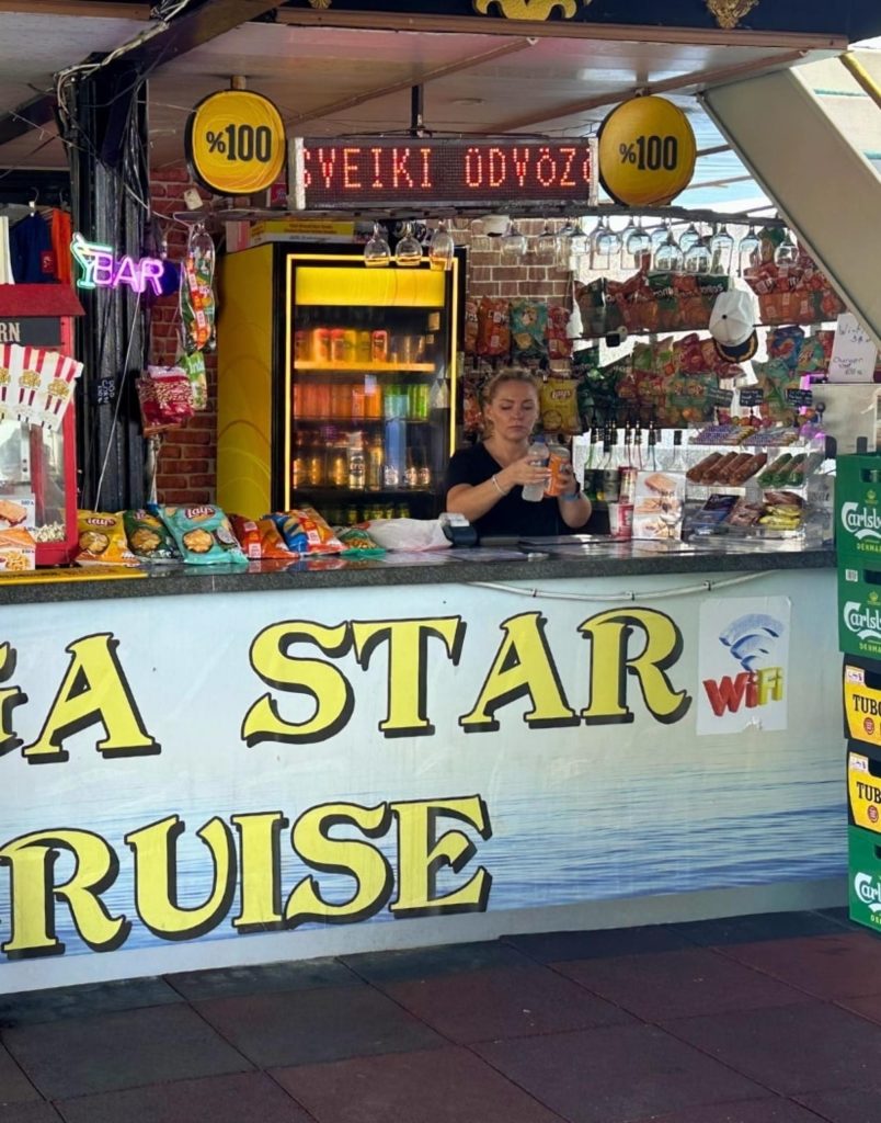 Mega Star Cruise onboard bar with snacks drinks and refreshments