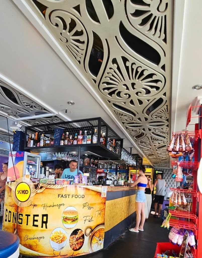 Belek pirate boat trip onboard bar area snacks drinks and refreshments