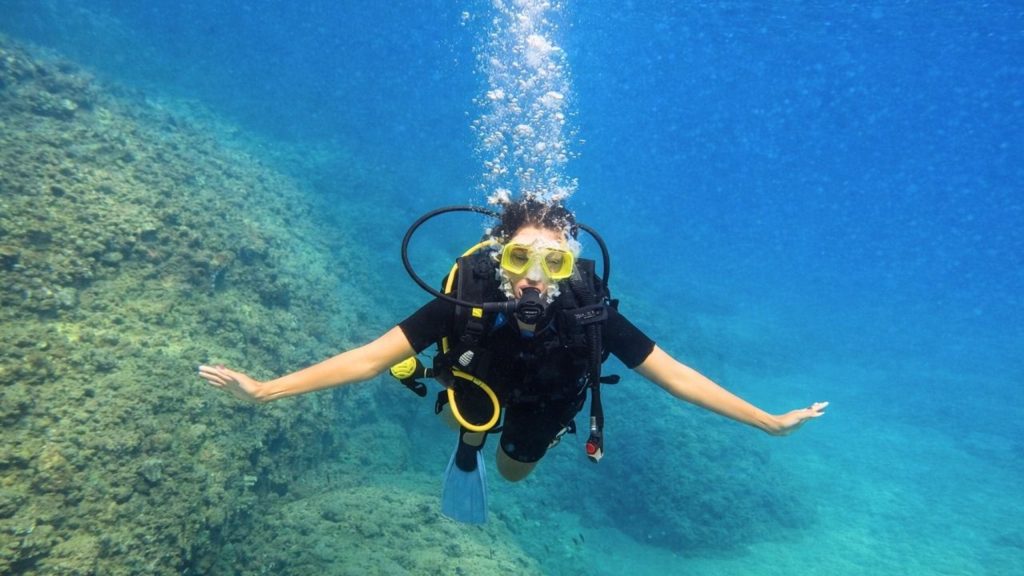 Diver exploring colourful underwater reef on Alanya scuba diving tour