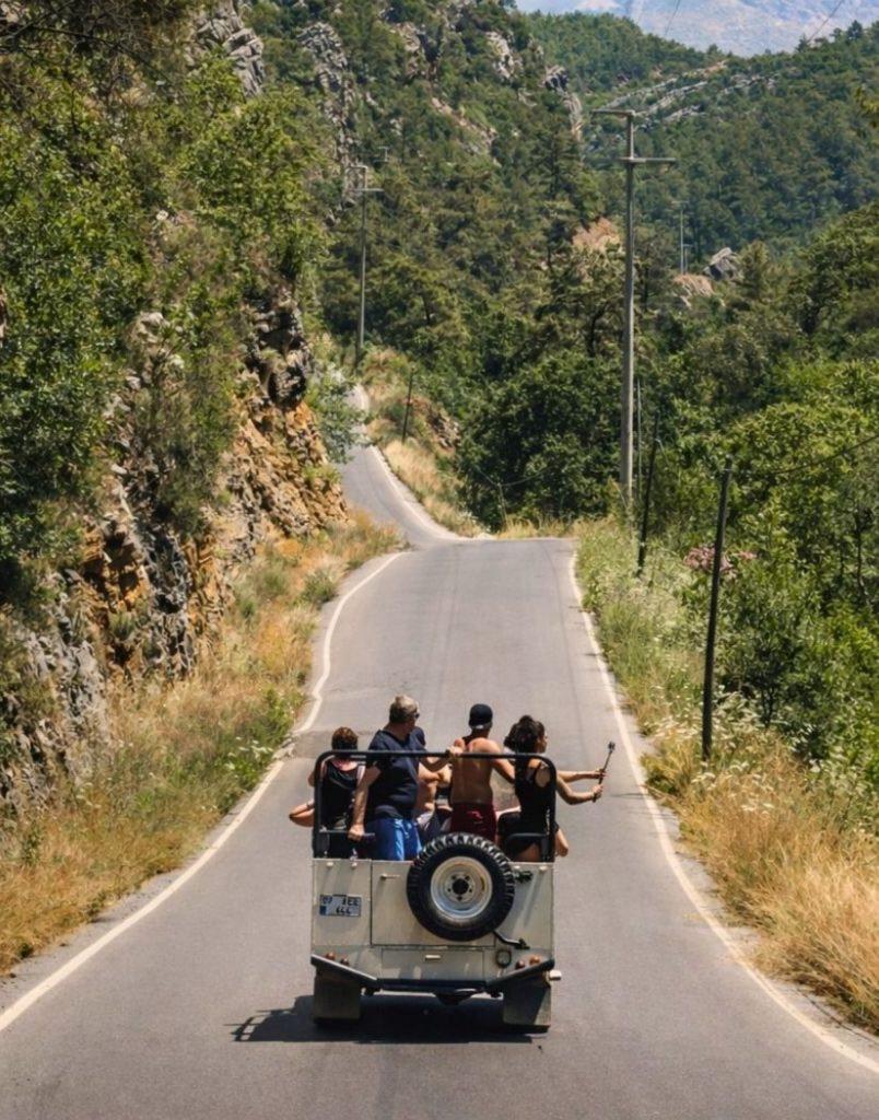 Jeep safari on scenic mountain road through the Taurus mountains near Alanya