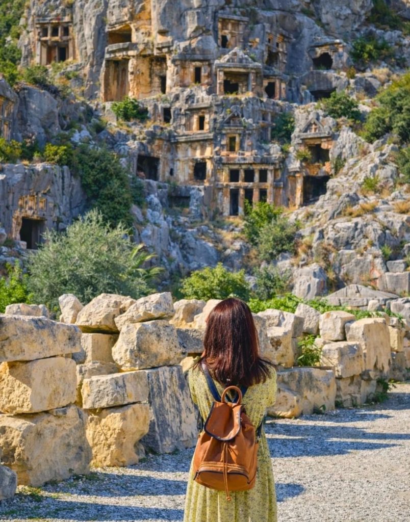 Lycian rock-cut tombs at Myra ancient city Demre Mediterranean coast Turkey