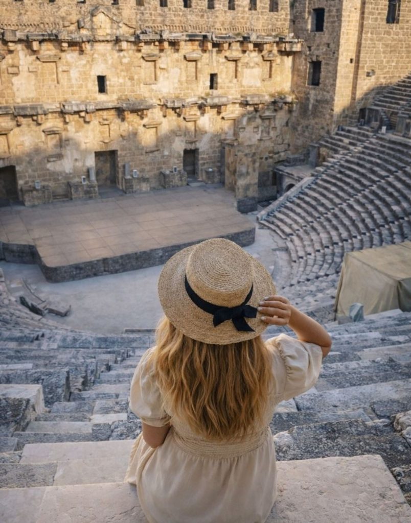 manavgat aspendos side tour aspendos theatre stage wall and seating rows seen from the top