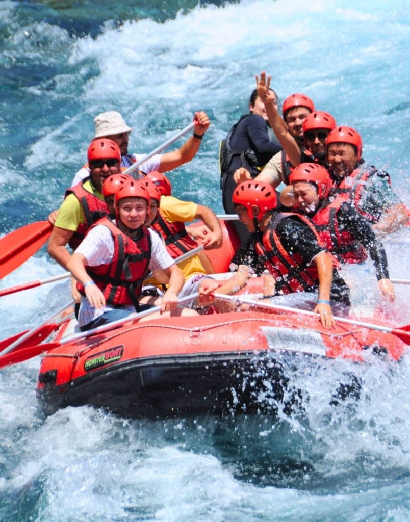 Antalya Koprulu Canyon white water rafting close-up in rapids on adventure tour