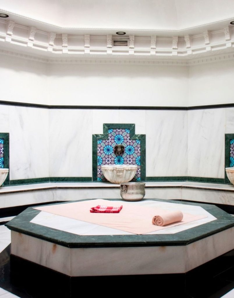 Traditional Turkish hammam star-shaped dome ceiling with natural light