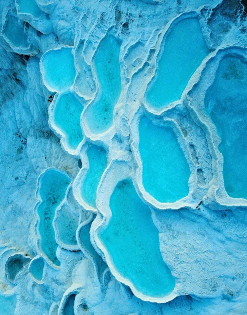 Close-up turquoise thermal pools at Pamukkale travertines during Antalya Lake Salda and Pamukkale Tour