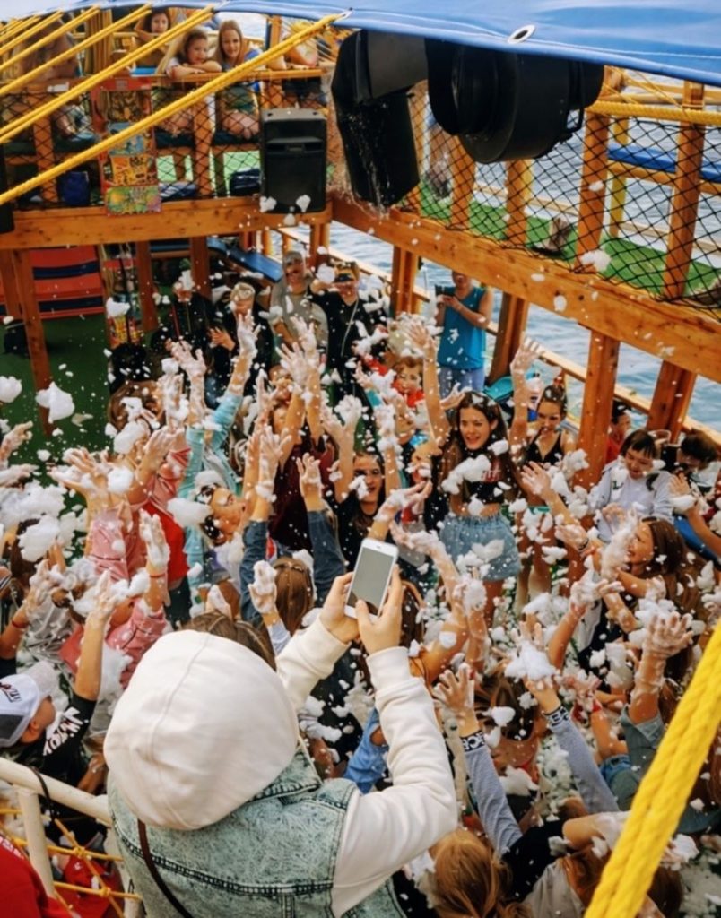 Exciting foam party on the deck of Alanya pirate boat trip