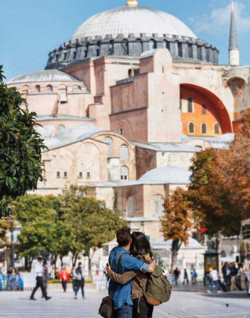 Exploring Hagia Sophia square on guided Istanbul day trip from Antalya