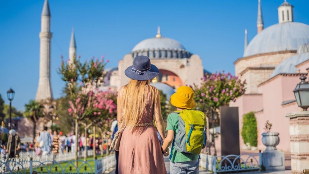 Visiting the iconic Hagia Sophia mosque on Istanbul day trip from Antalya