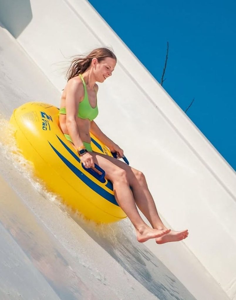 High-speed water slide at Water Hill Aquapark in Antalya