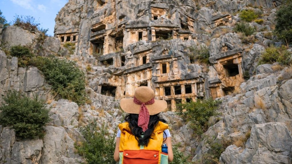Ancient Lycian rock tombs of Myra during Demre Myra Kekova Tour from Antalya