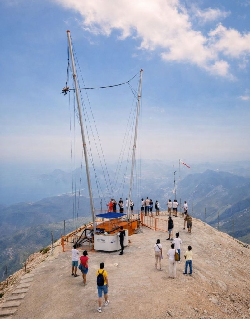 olympos cable car sky park platform at tahtali summit with mountain panorama