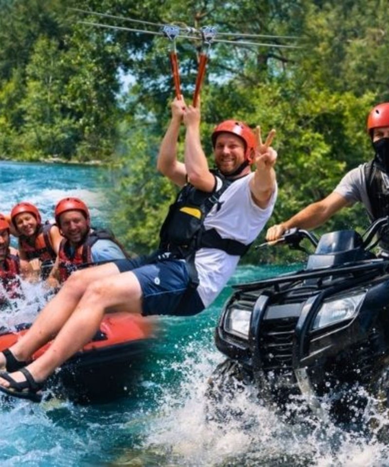 Antalya Quad Safari Zipline and Rafting Tour full day adventure combo with three activities
