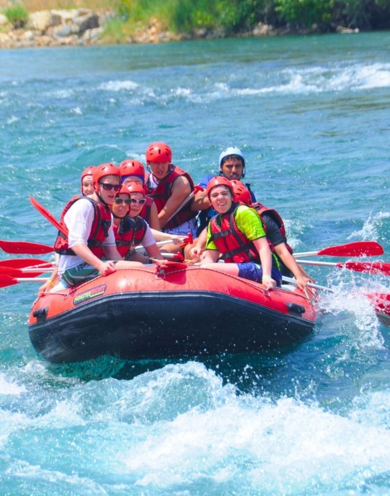 Antalya Koprulu Canyon rafting on turquoise water with team on Rafting and Buggy combo tour