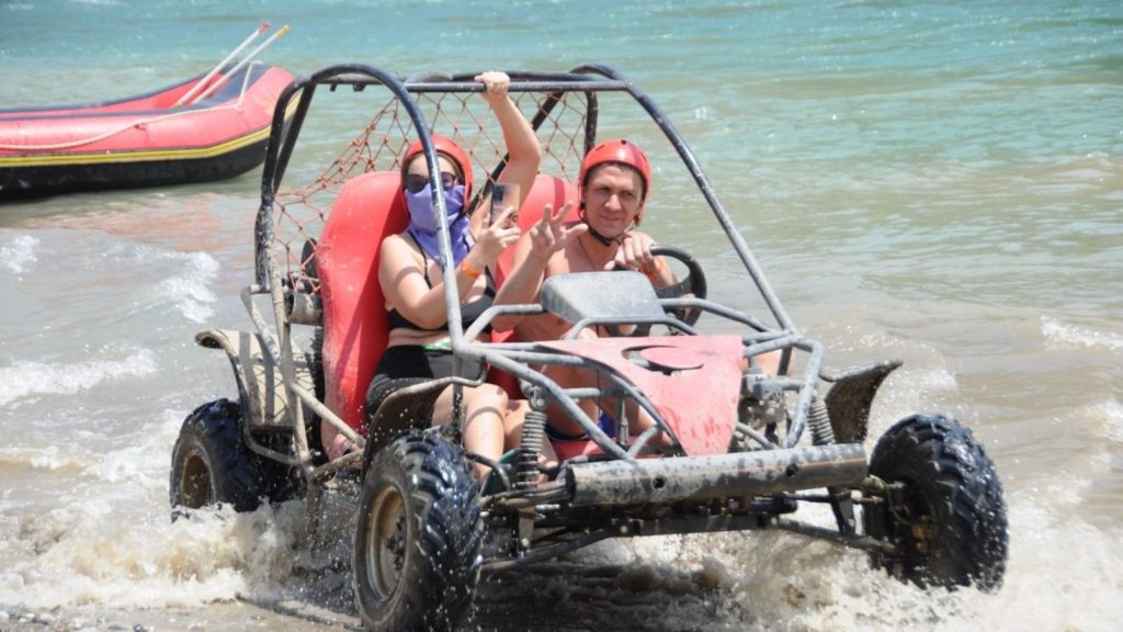 Antalya buggy safari river crossing with water splash on Rafting and Buggy combo adventure tour