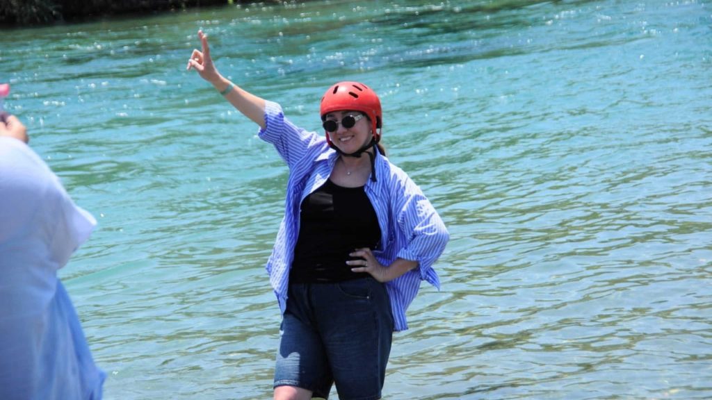 Antalya Koprulu Canyon rafting swim break in crystal clear turquoise river water